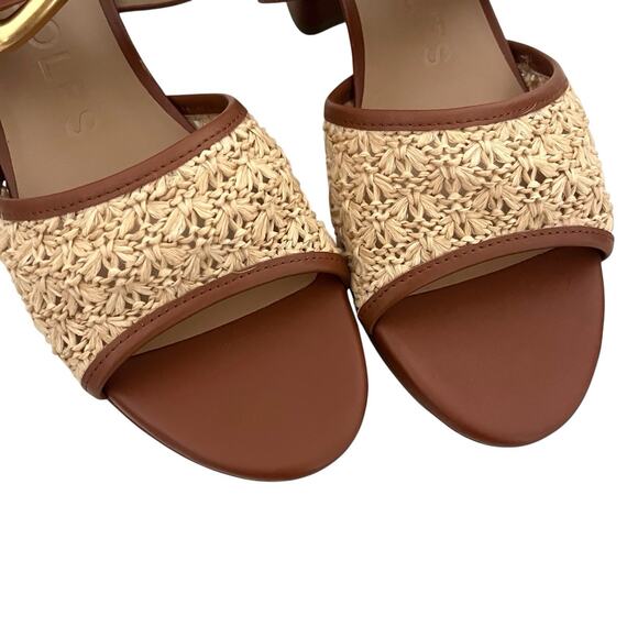 Aerosole Chamber Platform Block Heel Sandal Sz 10 brown Raffia Boho Chic Retro - Picture 7 of 11